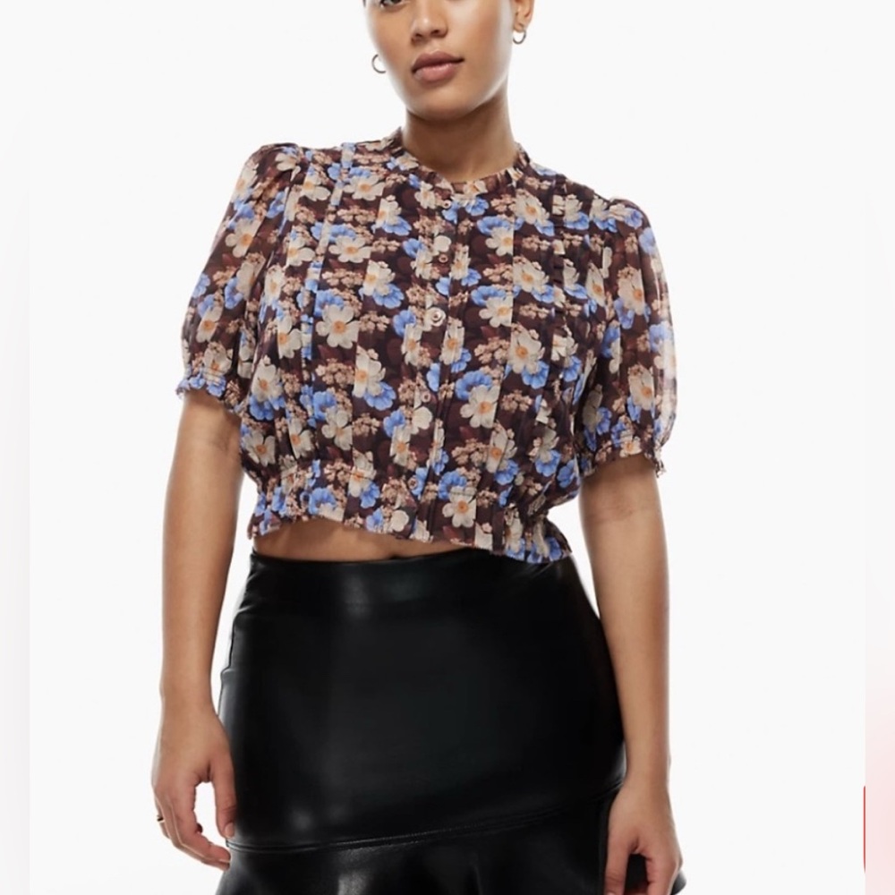Aritzia Wilfred Mansfield Blouse Floral Puff/ruffle, XS